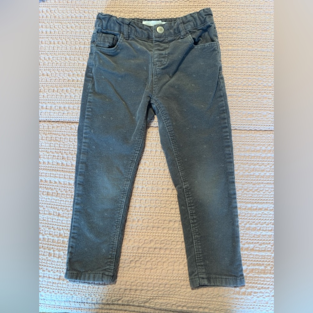 Zara Kids Gray Corduroy Pants with Dotted Pattern - 3-4yrs